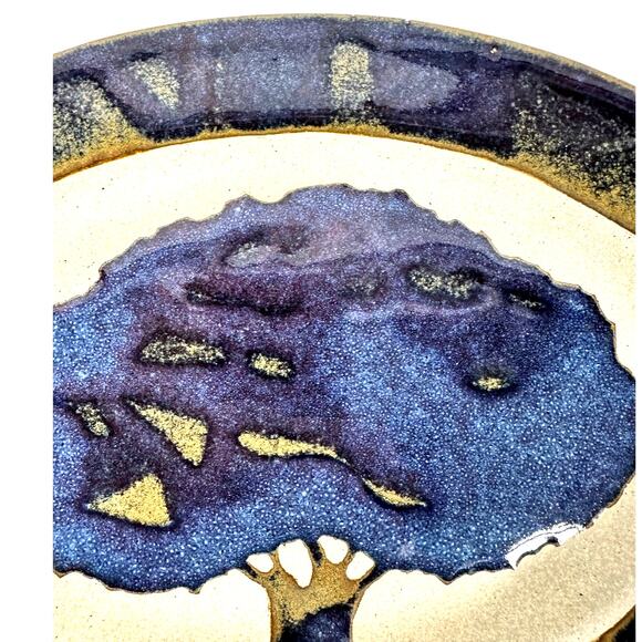 Labaire Pottery Blue Signed Tree of Life Oval 10.75" Serving Platter-Excellent! - Picture 4 of 8